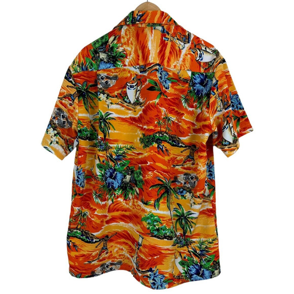 Kennington Royal Hawaiian Hula Girl Surfer Boy Men's L‎ Aloha Camp Rayon Spooner - Picture 4 of 10